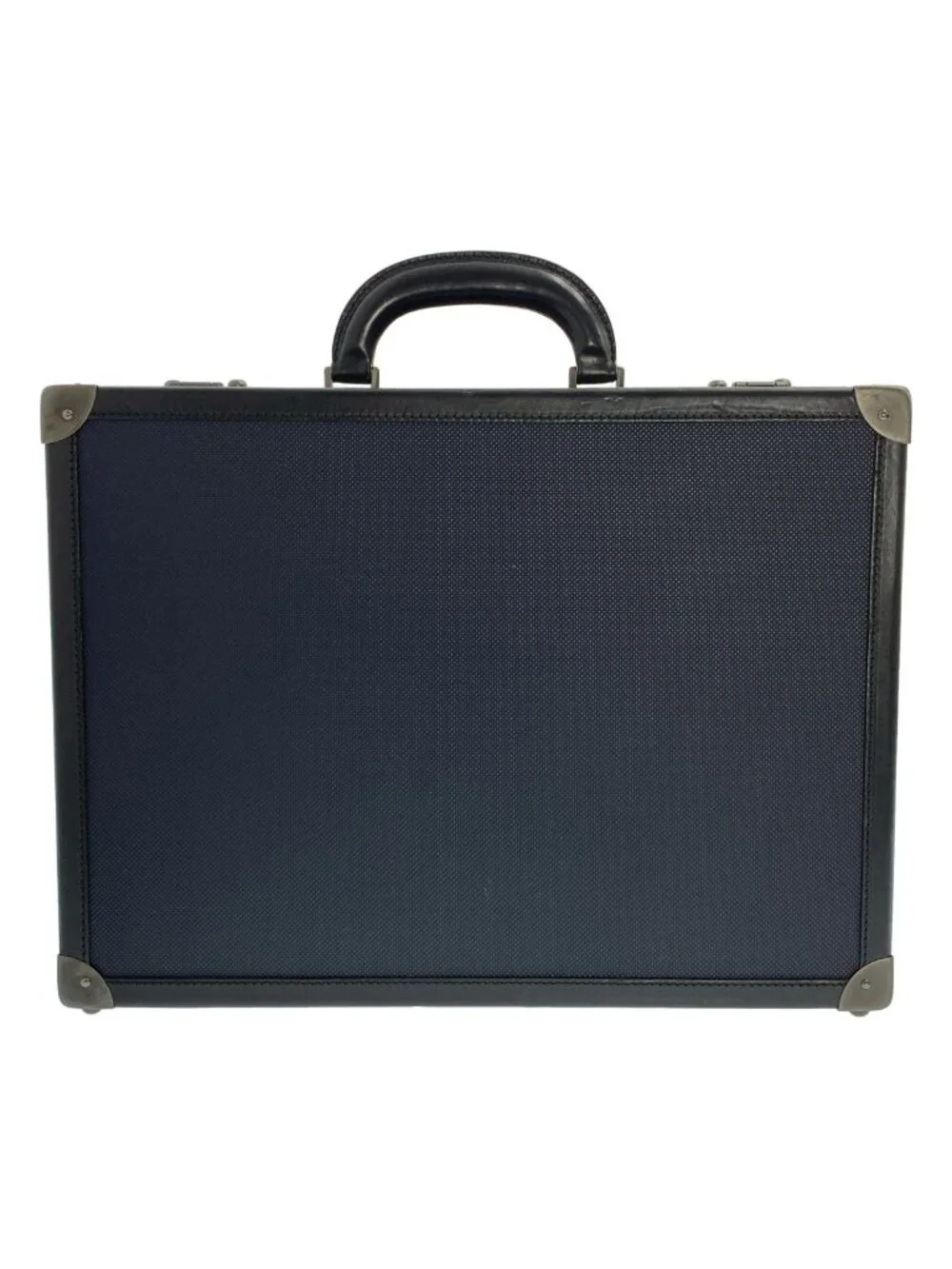 Bottega Veneta Leather Attache Case Navy Black Handbag